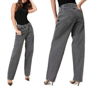 GOOD AMERICAN GOOD 90s HIGH-RISE STRAIGHT JEANS STRETCH BLACK 239 sz 2/26